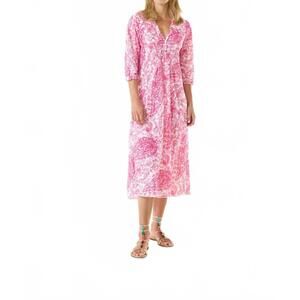 NEW ONESEASON hydra long midi poppy dress in pink